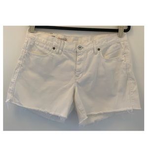 Madewell White Jean Shorts With Frayed Hem